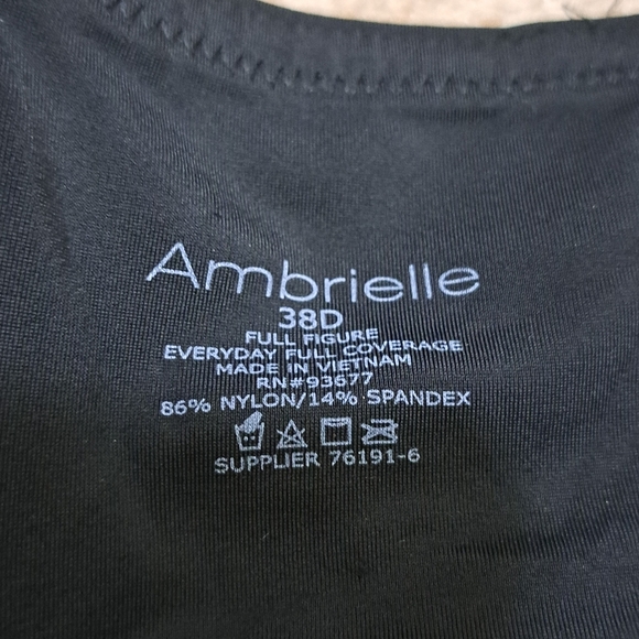 NWT Ambrielle Everyday Bra 38D Black Full Coverage Adjustable Full Figure Smooth - Picture 4 of 12